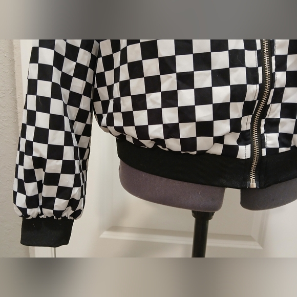 Black & White Checkered‎ Bomber Jacket - Picture 7 of 10